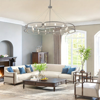 Industrial Style Silver Chandelier, 12-Light Modern Chandeliers For Dining Room, Farmhouse Chandelier For Entryway, For Living Room, Bedroom, Foyer