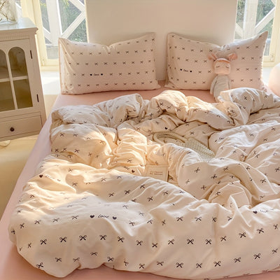 [Soft Duvet Cover] 3pcs Korean-Style Reversible Duvet Cover Set | 1 Duvet Cover + 2 Pillowcases, Soft, Breathable, Charmingly Minimalistic, Comfortable, AA Side Design, Suitable As Gifts for Valentine's Day, Thanksgiving, Mot