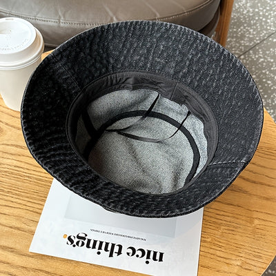 1pc - Korean Style Embroidered Bow Fisherman Hat for Spring And Summer Outings, Sun Protection, Denim Bucket Hat for Women, Casual And Versatile, Makes The Face Look Smaller.
