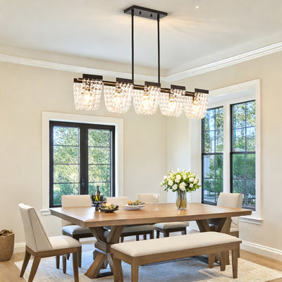 36" 5-Light Crystal Chandeliers For Dining Room, Modern Dining Room Light Fixture, Farmhouse Kitchen Island Lighting, Vintage Hanging Pendant Lights, Dining Chandelier Over Table