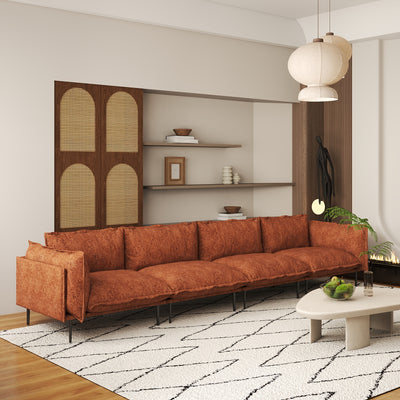 Modern Minimalist 4-Seater Modular Sectional Sofa - 147" Deep Seat Cloud Couch with Plush Chenille Upholstery, Hardwood Frame & Cushioned Backrest, White Fabric for Living Room, Bedroom, Office - No Assembly Required, Section