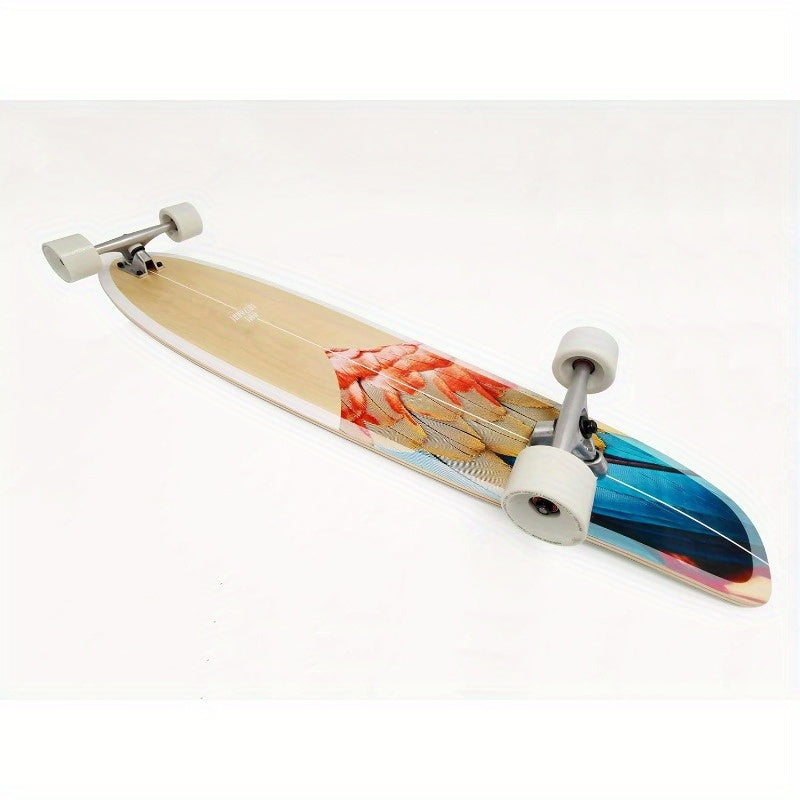 44-Inch Vintage-Style Pintail Cruiser with a Double Kick Hard Rock Maple Deck And an Anti-Wheelbite Shock-Absorbing System, Perfect for Various Cruising Scenarios.