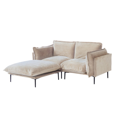 74" Modern Modular Sectional Sofa with Ottoman - Brown Chenille Fabric Cloud Couch, High-Density Foam Cushions & 7.87" Raised Legs, Space-Saving Design for Small Spaces, Easy Assembly, Pet-Friendly & Vacuum-Compatible, Hardwo