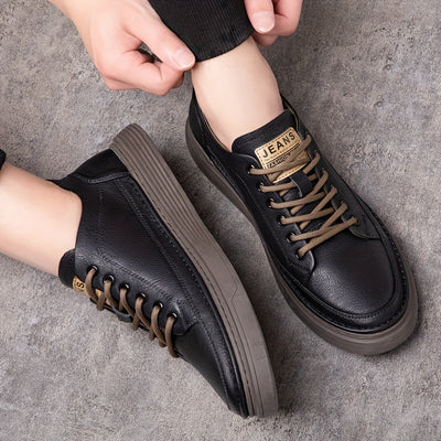 [Casual Style] Men's All-Season Casual Loafers - Stylish British & Korean Inspired Slip-On Shoes with Lace-Up Option, Versatile for Business and Leisure, Durable Rubber Sole, PU Upper, Casual Attire|Modern Casual Shoes|Durabl