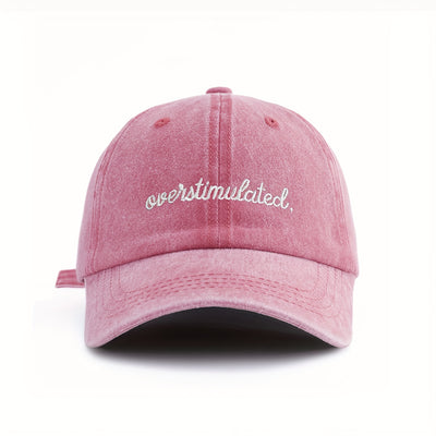 "Overstimulated" Embroidered Letter Baseball Cap