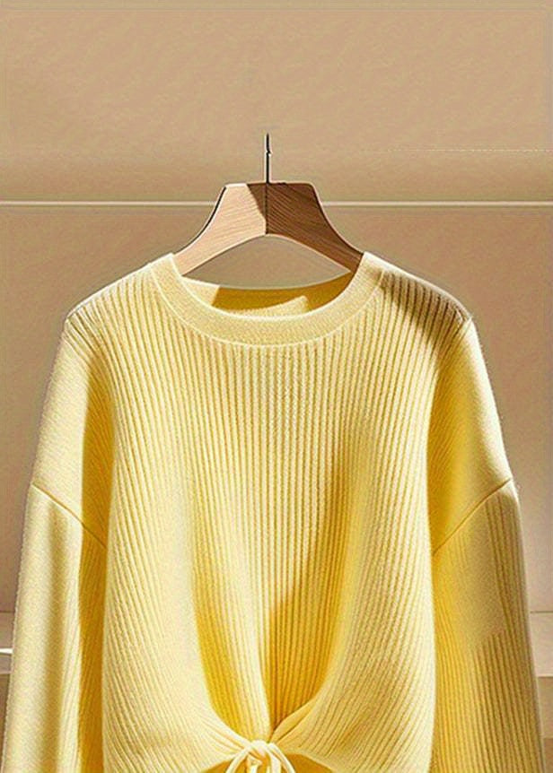 Fashion Lace Up Pullover Long Sleeve Women's Tops Hot Soft Long Sleeve Women's Sweater Daily Casual Commuting Warm Autumn Winter Clothing Premium Quality Women's clothing with fabric construction