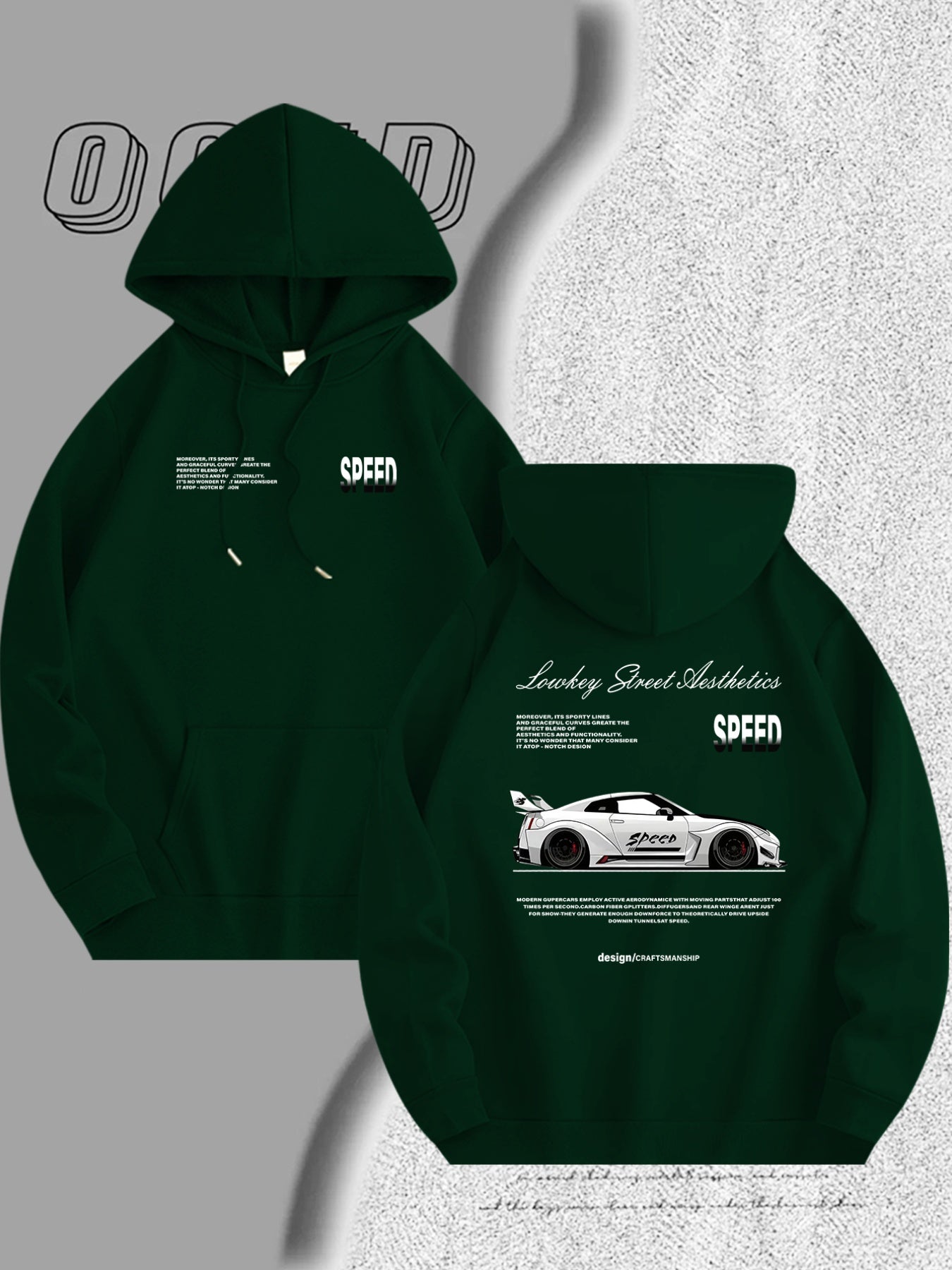 Men's Light Blue Racing Car Graphic Hooded Sweatshirt - Casual Long Sleeve Pullover with Speed & Speed Limit Print, Soft Hood, Machine Washable, Automotive Enthusiast Apparel