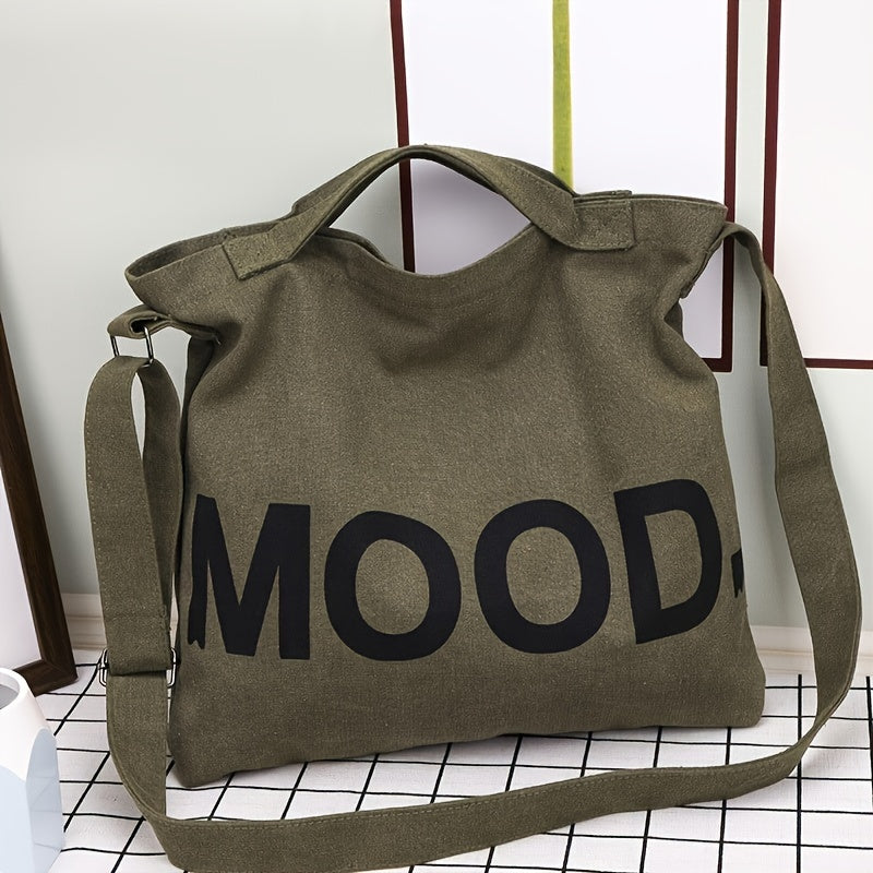 Large-capacity Ins Korean Student Letter Canvas Tote Bag, Simple And Versatile One-shoulder Crossbody