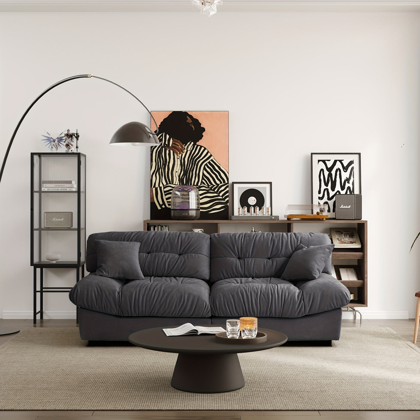 89" Comfy Cloud Sectional Couches, Loveseat Sofa Couch With 2 Pillows, Minimalist Sofa Couch, Modern Sofa Couch For Living Room, Apartment, Bedroom, Office
