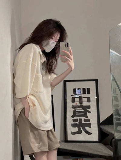 Women's Harajuku BF Style Lapel Short Sleeve