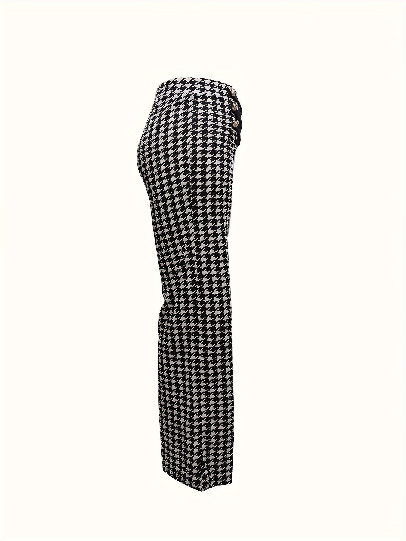 Women's Fashion Casual Loose Black and White Plaid Wide Leg Pants Korean Style Slim Versatile Straight Pants