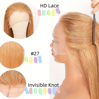Natural Blonde #27 Light Blonde Straight Frontal Wig