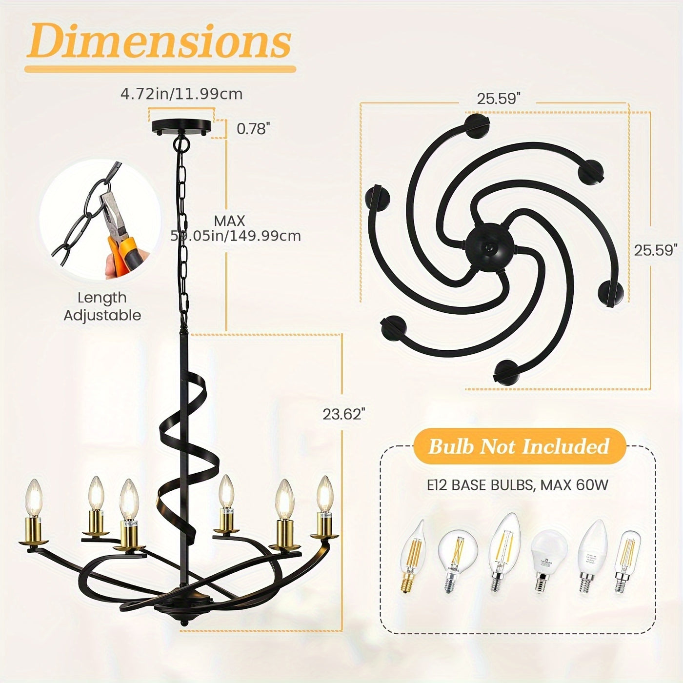 Farmhouse Chandeliers For Dining Room, Industrial Foyer Lighting Fixtures, Modern High Ceiling Hanging Pendant Lights, For Living Room, Bedroom, Kitchen Island, Staircase, Entryway