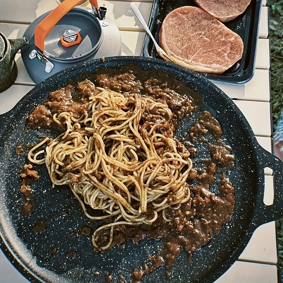 Korean Grill Pan with 6 Non-Stick Coated Layers, Smokeless Round Frying Stone Plate, Suitable for Induction Cooker, Gas Stove, Outdoor Camping, Indoor or Outdoor Barbecue, Party Birthday Gift