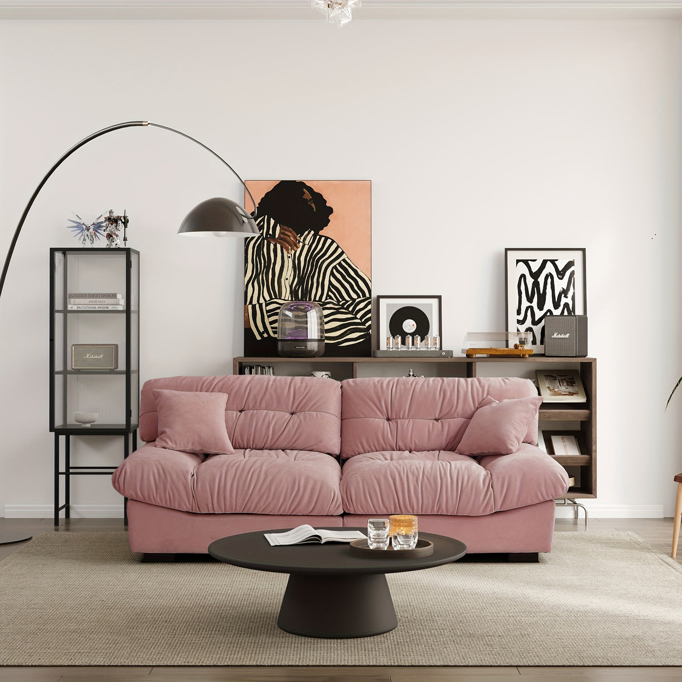 89" Comfy Cloud Sectional Couches, Loveseat Sofa Couch With 2 Pillows, Minimalist Sofa Couch, Modern Sofa Couch For Living Room, Apartment, Bedroom, Office