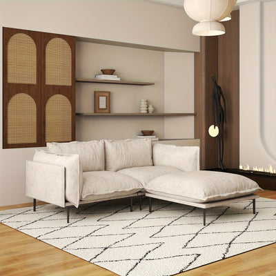 74" Modern Modular Sectional Sofa with Ottoman - Brown Chenille Fabric Cloud Couch, High-Density Foam Cushions & 7.87" Raised Legs, Space-Saving Design for Small Spaces, Easy Assembly, Pet-Friendly & Vacuum-Compatible, Hardwo