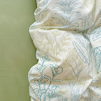 3pcs Korean Style Duvet Cover Set, New American Floral Duvet Cover Set with 1 Single Duvet Cover + 2 Pillowcases, Comfortable and Breathable, Machine Washable, Non-Fading and Deforming, Suitable for All Seasons, Light Beige-F