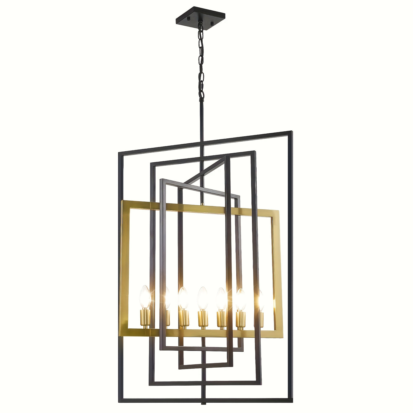 Modern 7 Light Chandelier, 23 Inch Swivel Rectangular Pendant Light Rustic Industrial Farmhouse Foyer Lighting Fixture For High Ceilings For Kitchen Island, Stairs, Entryway