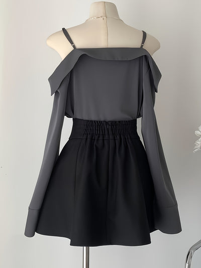 Women Summer Outfits Y2k Streetwear Off The Shoulder Ruffles Patchwork Tops+high Waist Lace Up Bandage A-line Skirts Set for Women Cute Slash Neck Two Pieces Sets Female Clothing