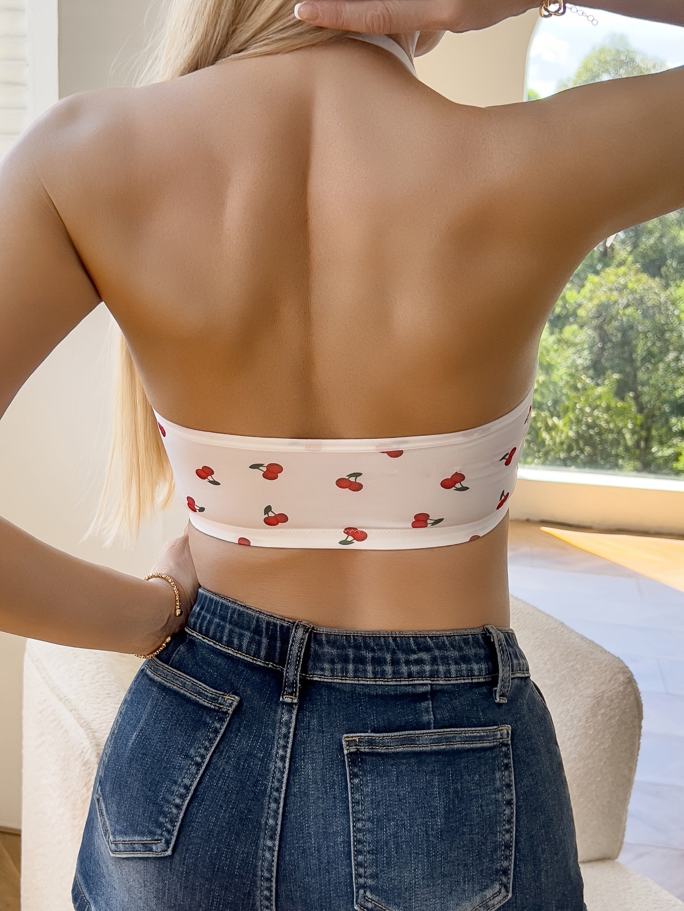 Wireless Cherry Print Tube Bra