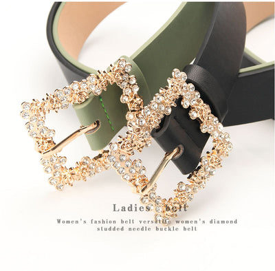 2023 Women'S Fashion Accessory, Elegant Alloy Rhinestone Pin Buckle Belt, Versatile Dress Decorative Accessory, Casual & Sporty Style, Hand Washable - Ideal for Weekend and Festive Occasions, Weekend Casual Wear|Elegant Acces