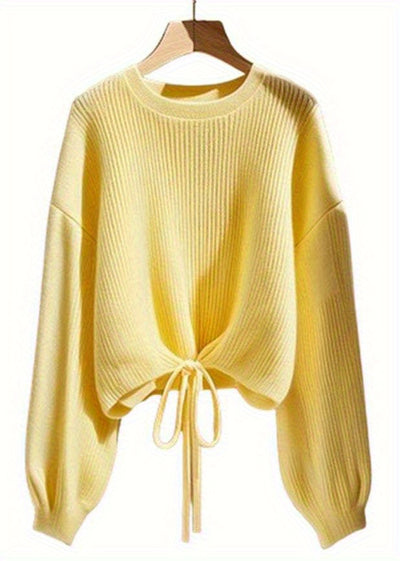 Fashion Lace Up Pullover Long Sleeve Women's Tops Hot Soft Long Sleeve Women's Sweater Daily Casual Commuting Warm Autumn Winter Clothing Premium Quality Women's clothing with fabric construction