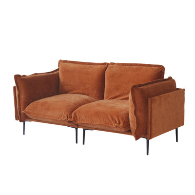 74" Modern Modular Loveseat Sofa - Space-Saving Sectional Couch with Deep Seat, Chenille Upholstery, Hardwood Frame, No Assembly Required, for Living Room, Apartment, Office - Orange Modern Furniture, Sectional Sofa for Livin
