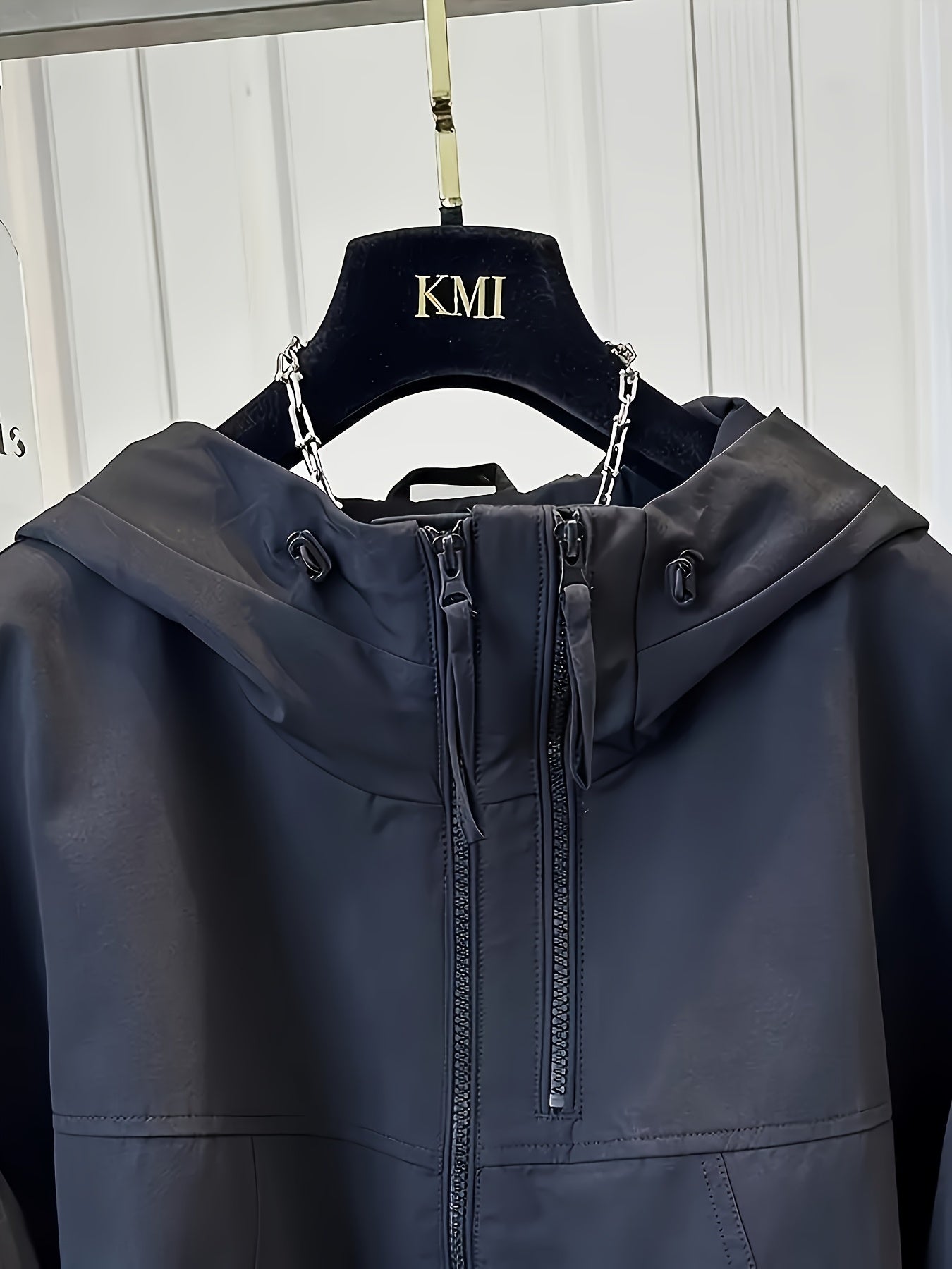 Women'S Casual Hooded Jacket with Double Zipper Front, Loose Fit, Long Sleeves, Solid Color, Non-Stretch Fabric, Drop Shoulder Design, Perfect for Spring/Summer/Fall, Autumn Casual Wear | Relaxed Fit Jacket | Nonstretch Fabri