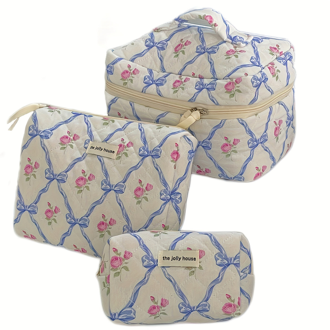 Portable High-Quality Makeup Bag - Korean-Style Bowknot Flower Design - Large Capacity for Toiletries, Perfect for Travel
