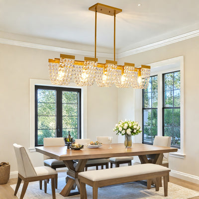 36" 5-Light Crystal Chandeliers For Dining Room, Modern Dining Room Light Fixture, Farmhouse Kitchen Island Lighting, Vintage Hanging Pendant Lights, Dining Chandelier Over Table