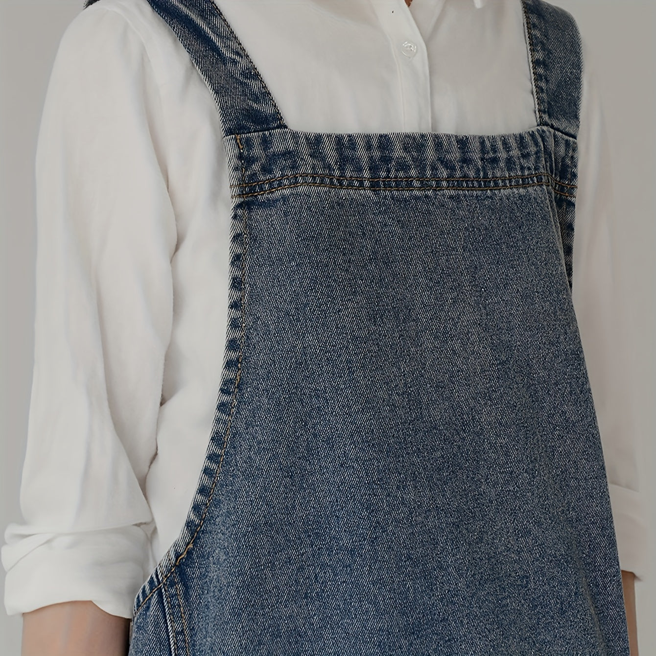 1pc Japanese Korean Style Pure Cotton Canvas Denim Apron, Washable Kitchen Bib, Workwear, Kitchen Apron With Front Pockets, Kitchen Supplies