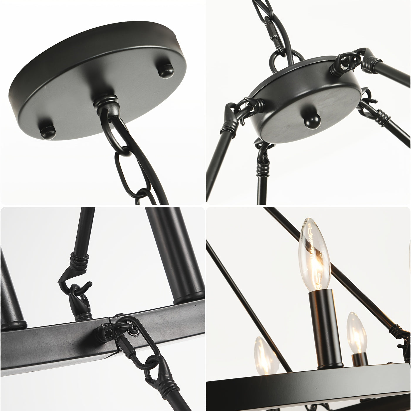 Modern Farmhouse Chandelier 2 Tier Round Wheel Chandelier Large High Ceiling Light.