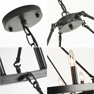 Modern Farmhouse Chandelier 2 Tier Round Wheel Chandelier Large High Ceiling Light.