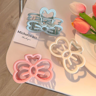 Korean Cute Bowknot Hair Clip Plastic Claw Clip Candy Color Crab Hair Clip
