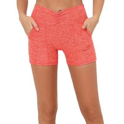 European And American Skinny Hip Raise Yoga Shorts Front Waist Pleated Pocket