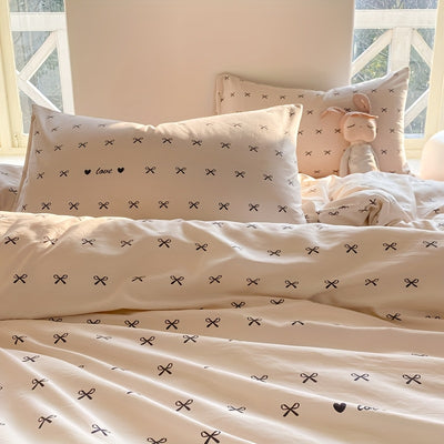 [Soft Duvet Cover] 3pcs Korean-Style Reversible Duvet Cover Set | 1 Duvet Cover + 2 Pillowcases, Soft, Breathable, Charmingly Minimalistic, Comfortable, AA Side Design, Suitable As Gifts for Valentine's Day, Thanksgiving, Mot
