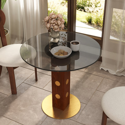 33.5" Round & Square Dining Table for 2-4 People(Only Table, Chair Not Included), Marble Meeting Room Table Multipurpose Conference Table with Soild Wood Base for Office