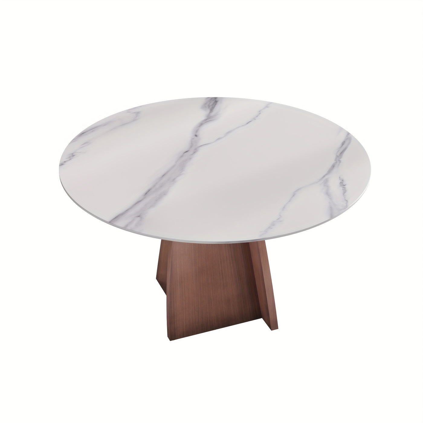Dining Table for 6 - Sintered Stone Round Dining Table(Chairs Not Included), Modern Marble Dining Table, Glossy White Stone Tabletop, Circle Dining Table for Dining Room, Table Only
