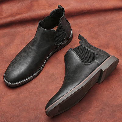 Men'S Chelsea Ankle Boots - Size 40-46, Brown Faux Cover with Black Elastic Band, Pointed Toe, TPR Sole, Ideal for Casual Wear and Vacation