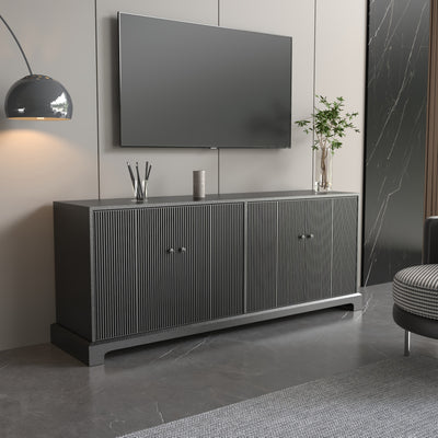 69'' TV Stand with 2 Cabinets for 55-65 Inch TV, Modern TV Console Entertainment Center with Solid Wood Feet, Media Console for Living Room, Bedroom, Black