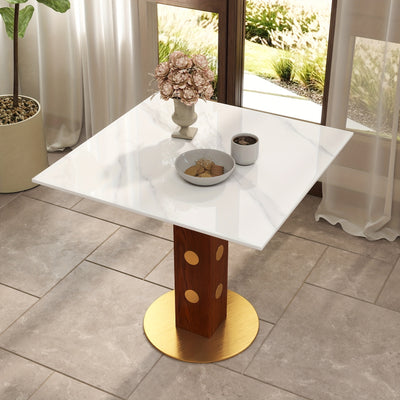 33.5" Round & Square Dining Table for 2-4 People(Only Table, Chair Not Included), Marble Meeting Room Table Multipurpose Conference Table with Soild Wood Base for Office