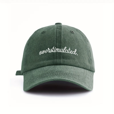 "Overstimulated" Embroidered Letter Baseball Cap