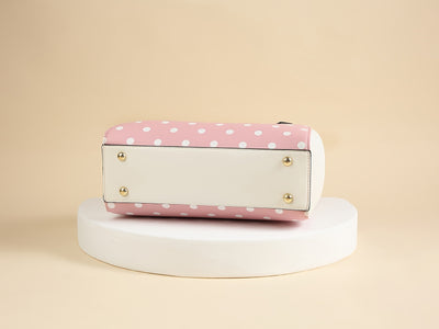 [Elegant Handbag] High Quality Lacquered Handbag | 2024 Autumn New Korean Polka Dot for Women - Kiss Lock Closure, Removable Shoulder Strap & Bow Detail, Glossy Patent Look (Black/White, Bronze, Pink & White) - Perfect for We