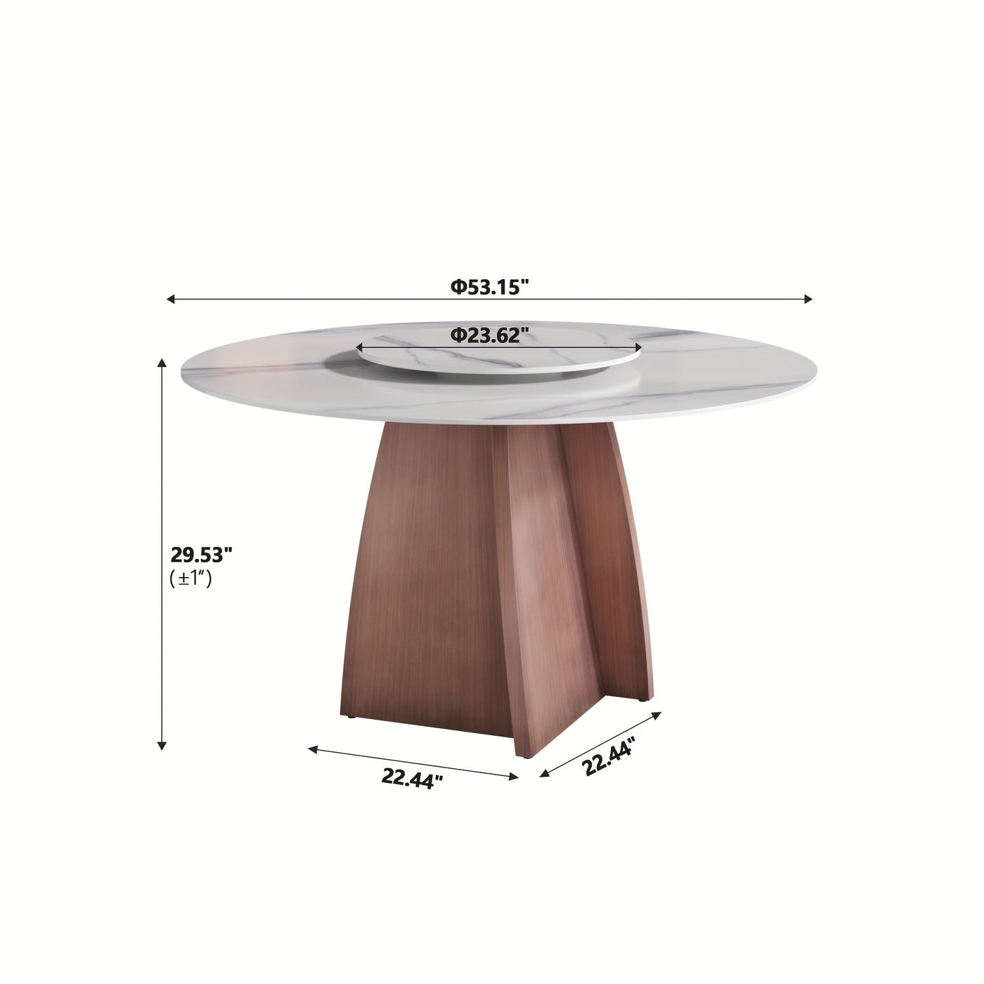 Dining Table for 6 - Sintered Stone Round Dining Table(Chairs Not Included), Modern Marble Dining Table, Glossy White Stone Tabletop, Circle Dining Table for Dining Room, Table Only