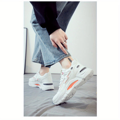 2025 New Women's Breathable Lightweight Mesh Knit Lace-Up Sports Shoes - Cushioned EVA Sole, Striped Design, Low-Top Korean Style for Running, Walking & Road Strolling - All-Season Minimalist Casual Sneakers, Ladies Sneakers,