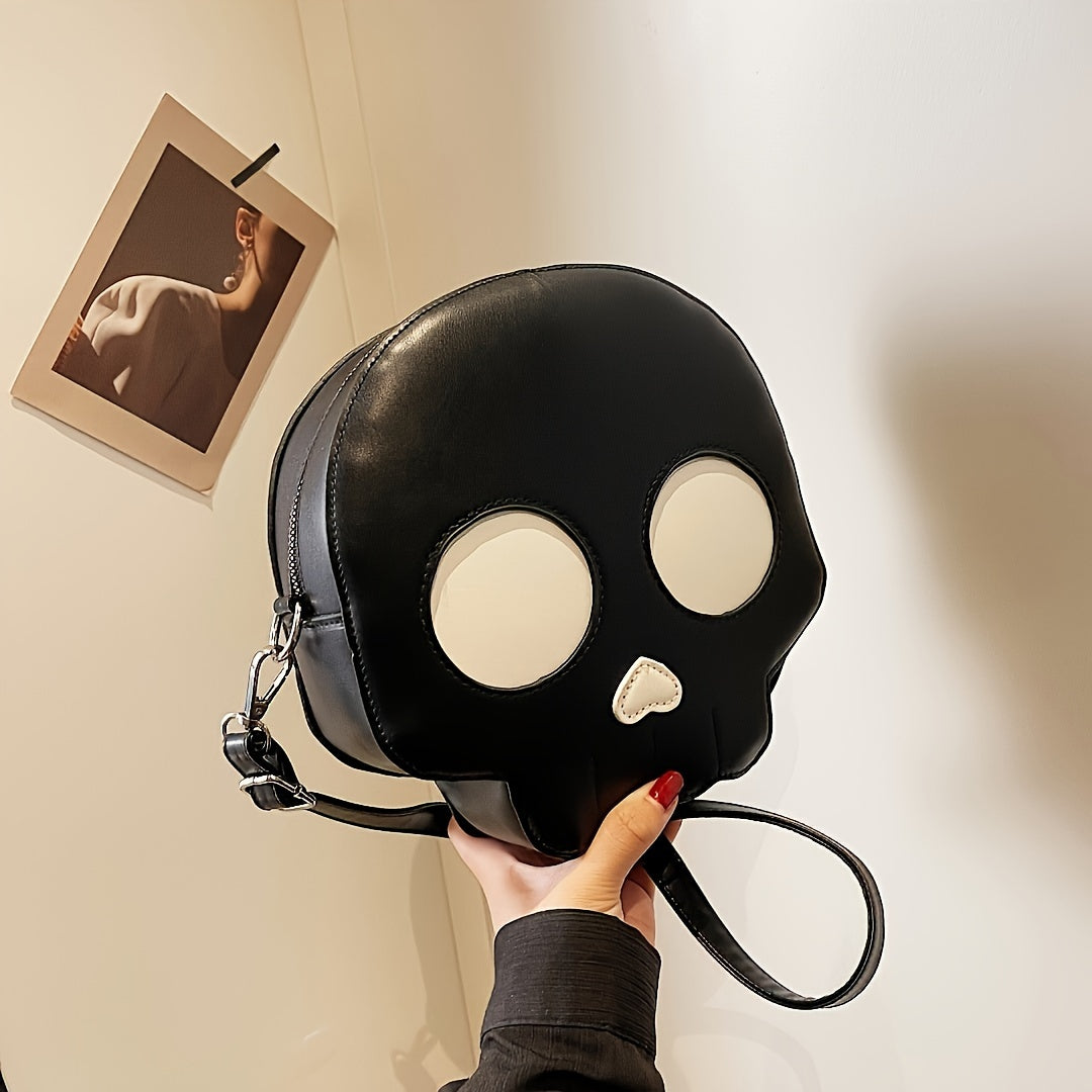 Cross body bag Korean version niche trend funny ghost skull cross body shoulder bag soft PU mobile phone small body bag Halloween Gothic dark cross body bag carry small bag zero wallet mobile phone bag