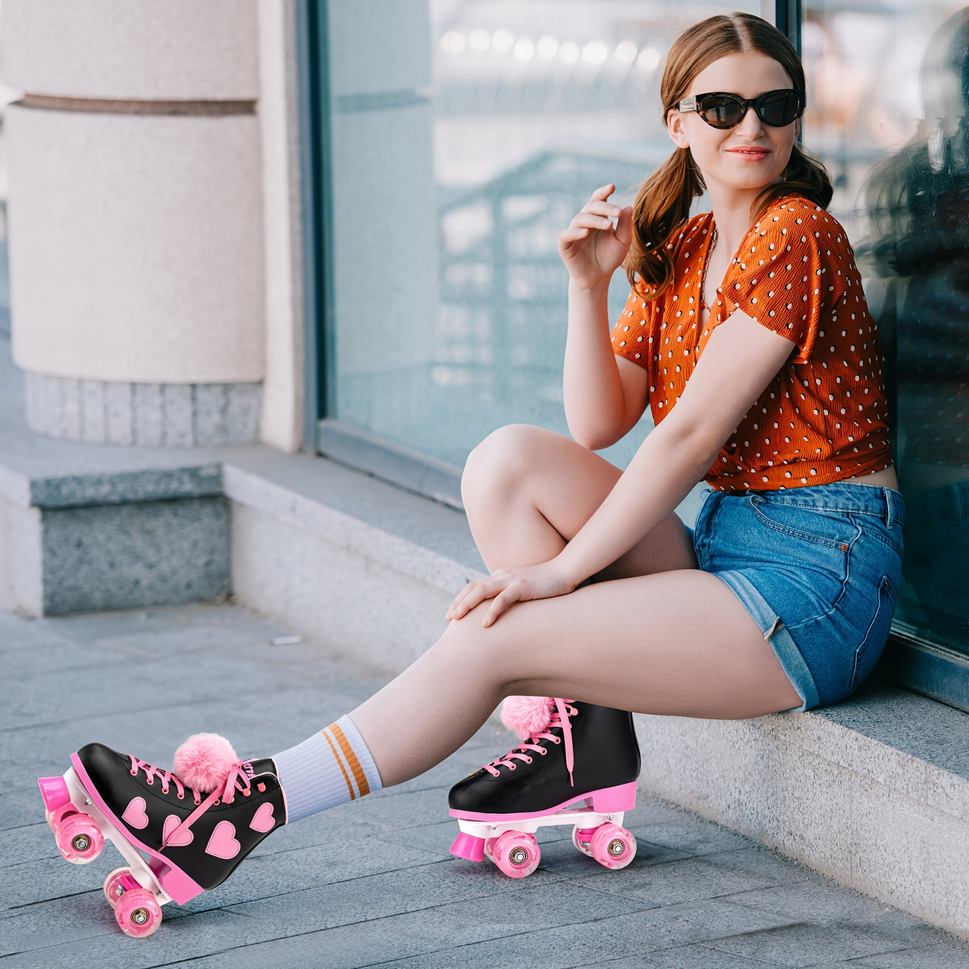 Classic Roller Skates For Women And Girl, High-top PU Leather Roller Skates With Light Up Wheels, The Best Halloween Gift For Roller Skating Beginners
