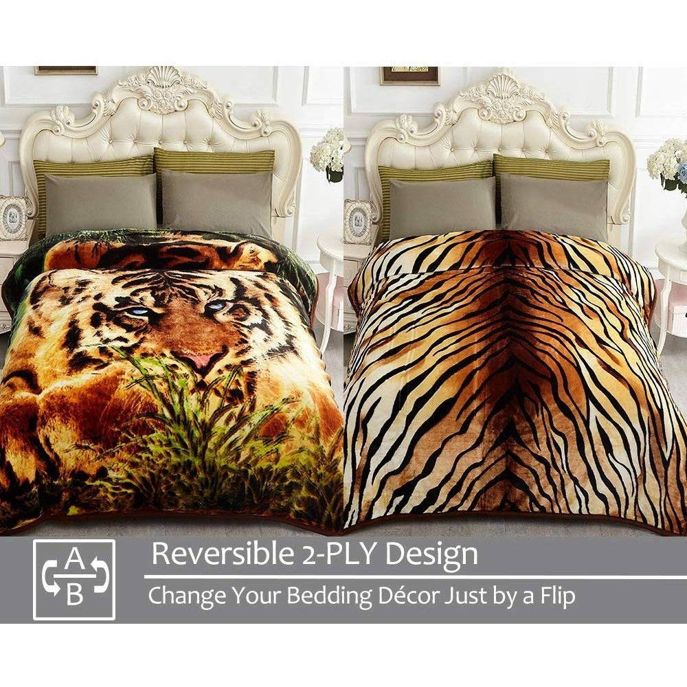 Korean Faux Mink Fleece Blanket，2 Ply Reversible Soft Warm Plush Flannel Blanket，Breathable and Comfortable Korean Style Bed Blanket, Queen Size Blanket 75" X 87",5 LBs, King Size Blanket 83" X 91", 6 Lbs, fall blanket, b