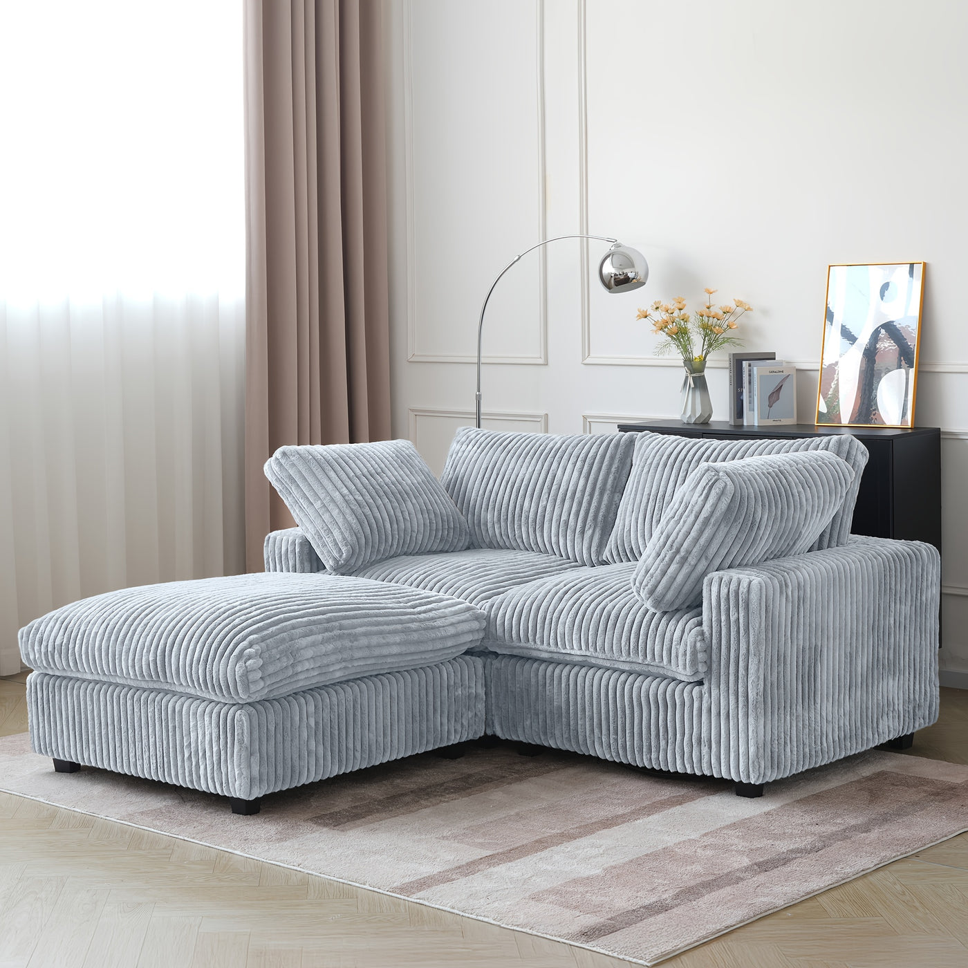 Modern Convertible Sleeper Sectional Sofa - Modular Living Room Couch with Washable Covers, Deep Seat Sleeper Sofa Bed, Space-Saving Design for Apartments, Lofts, Guest Rooms - No Assembly Required, Easy-Clean Fabric Upholste