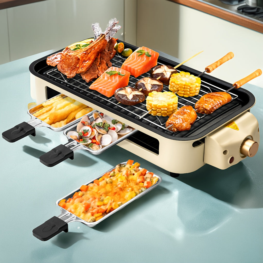 Non-smoking Electric Grill, Indoor Kitchen Grill With Removable Non-stick Pan, Portable Korean Barbecue Grill With Removable Temperature Control, 1500W